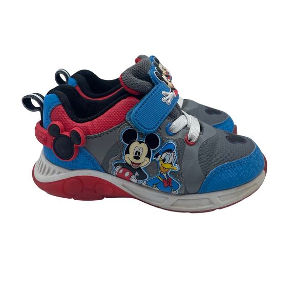 Mickey Mouse Disney Junior Light Up Shoes Hook Loop Toddler Kids 10 - Picture 2 of 8